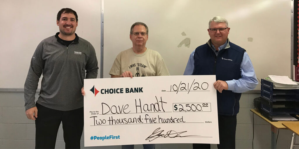 Choice presenting check to Dave
