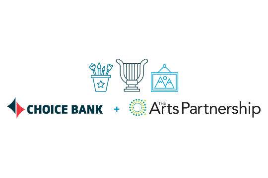 Choice Bank and Arts Partnership logos