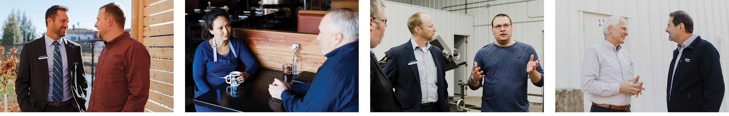 photos of bankers with customers